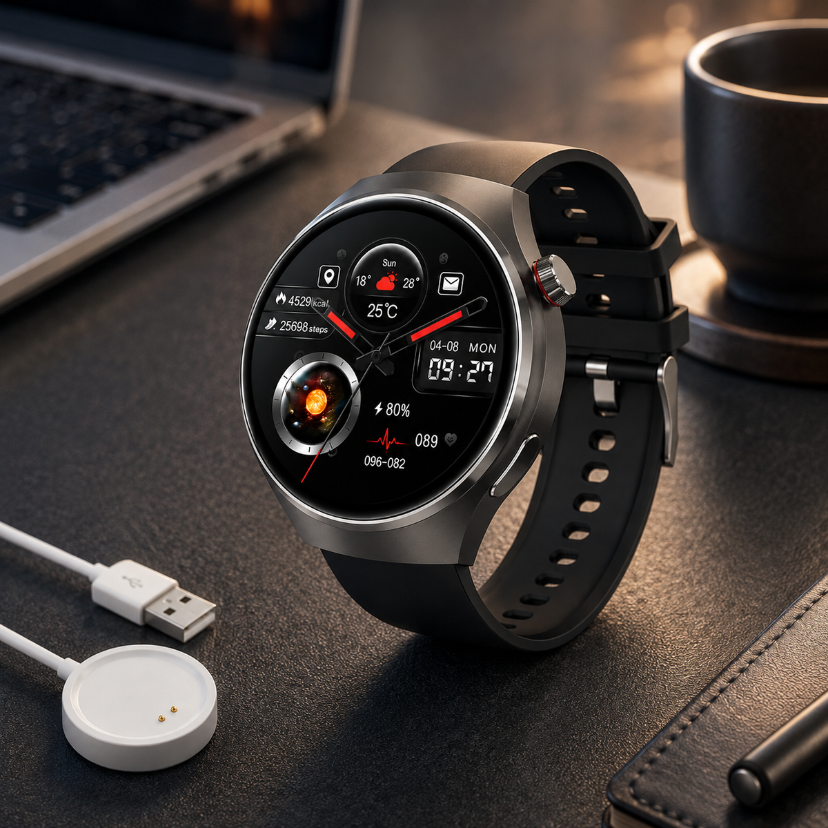 Premium AMOLED GPS Smart Watch 1.46 Inch HD Smartwatch Bluetooth Calling Fitness Tracker Heart Rate Sleep Monitor Wireless Charging NFC Compatible with iPhone