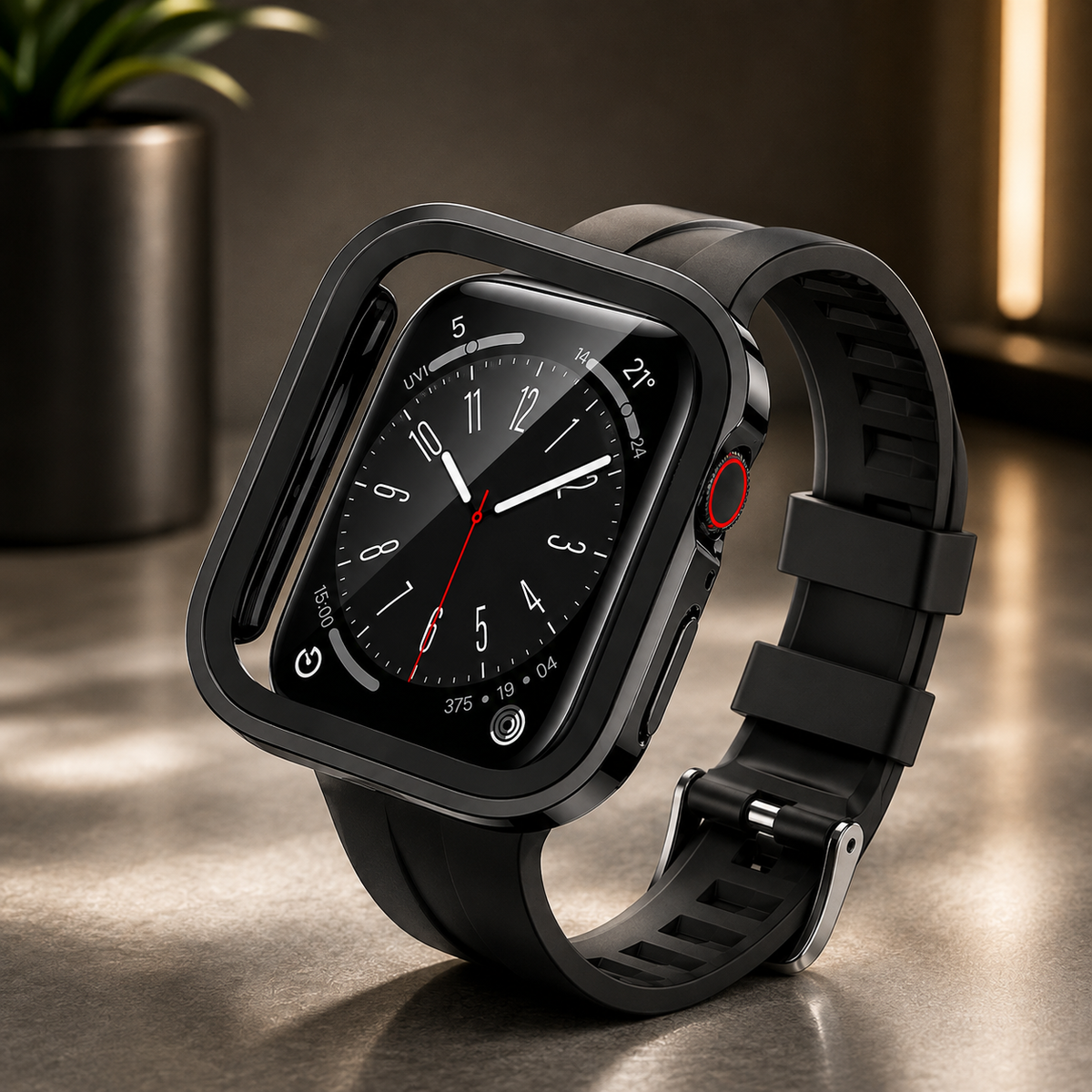 Premium Apple Watch Tempered Glass Case Full Coverage Screen Protector Shock Resistant Protective Cover Scratch Resistant Straight Edge Compatible with Apple Watch
