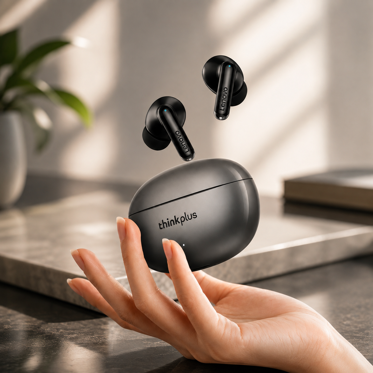 Premium Bluetooth 5.3 Wireless Earbuds Stereo In-Ear Headphones with Clear Microphone Secure Sport Fit Low Latency Compatible with iPhone
