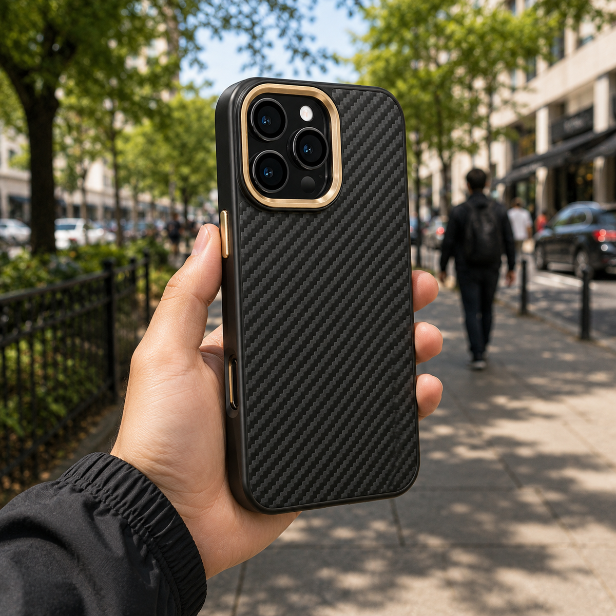 Premium Luxury iPhone Case Carbon Fiber Aramid Armor Cover Metal Frame Shockproof Full Coverage Wireless Charging Protective Durable Design Finish
