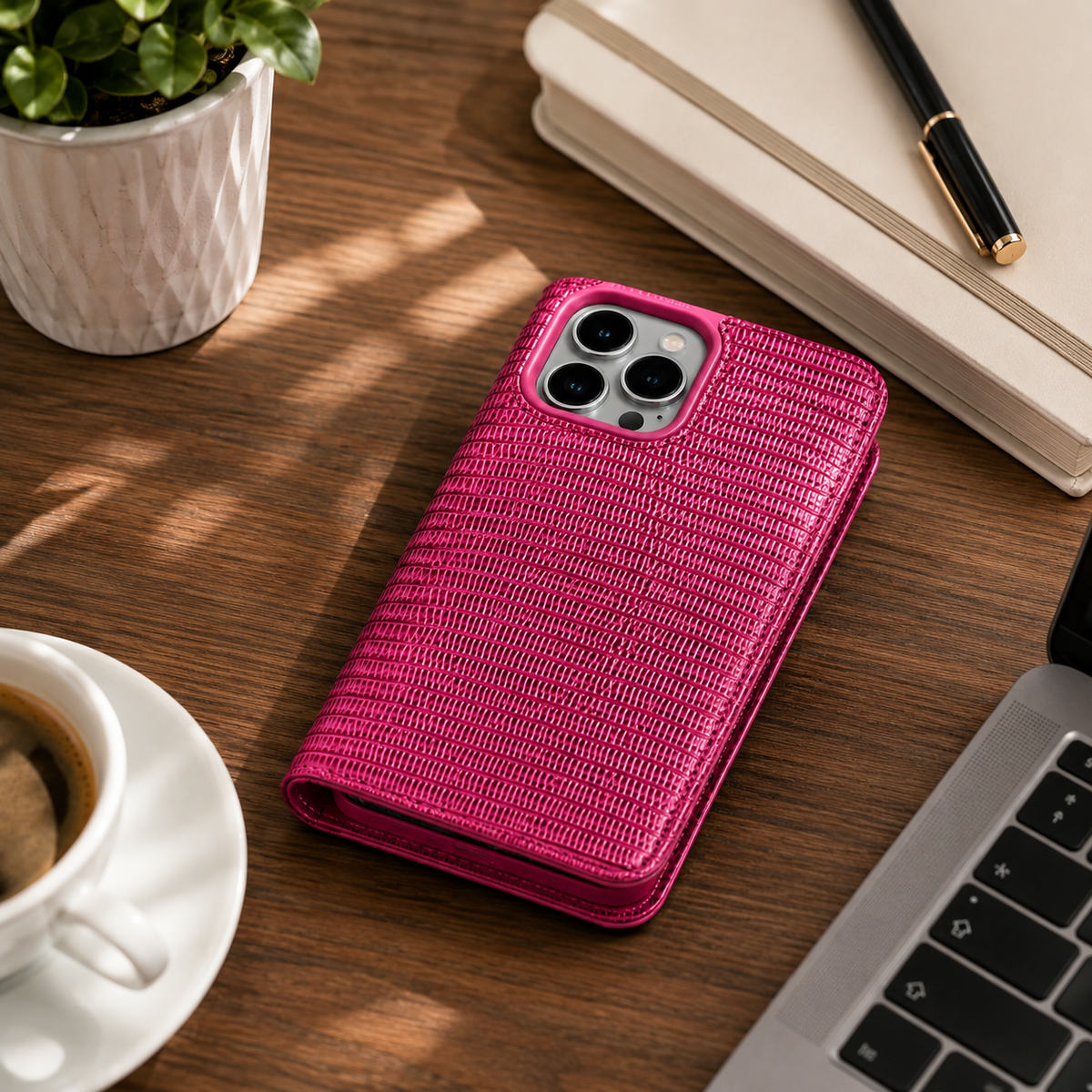 Premium Luxury iPhone Case Genuine Leather Flip Cover Card Slot Ultra Slim Shockproof Full Protection Durable Design Finish Magnetic Closure