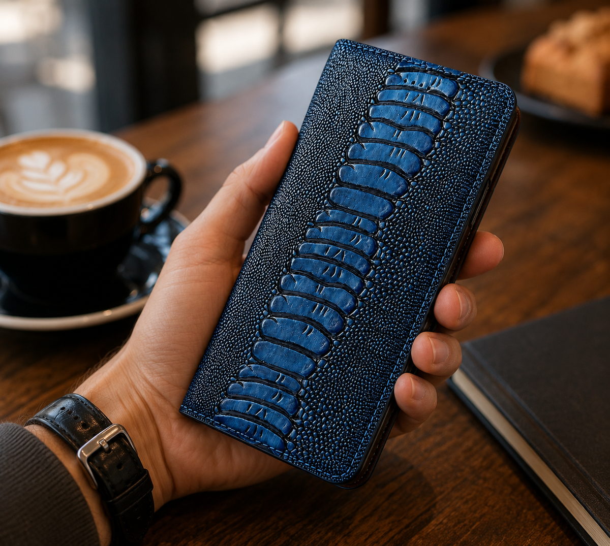 Premium Luxury iPhone Case Genuine Leather Flip Wallet Cover Card Holder Magnetic Closure Shockproof Full Body Protection Slim Elegant Design Finish