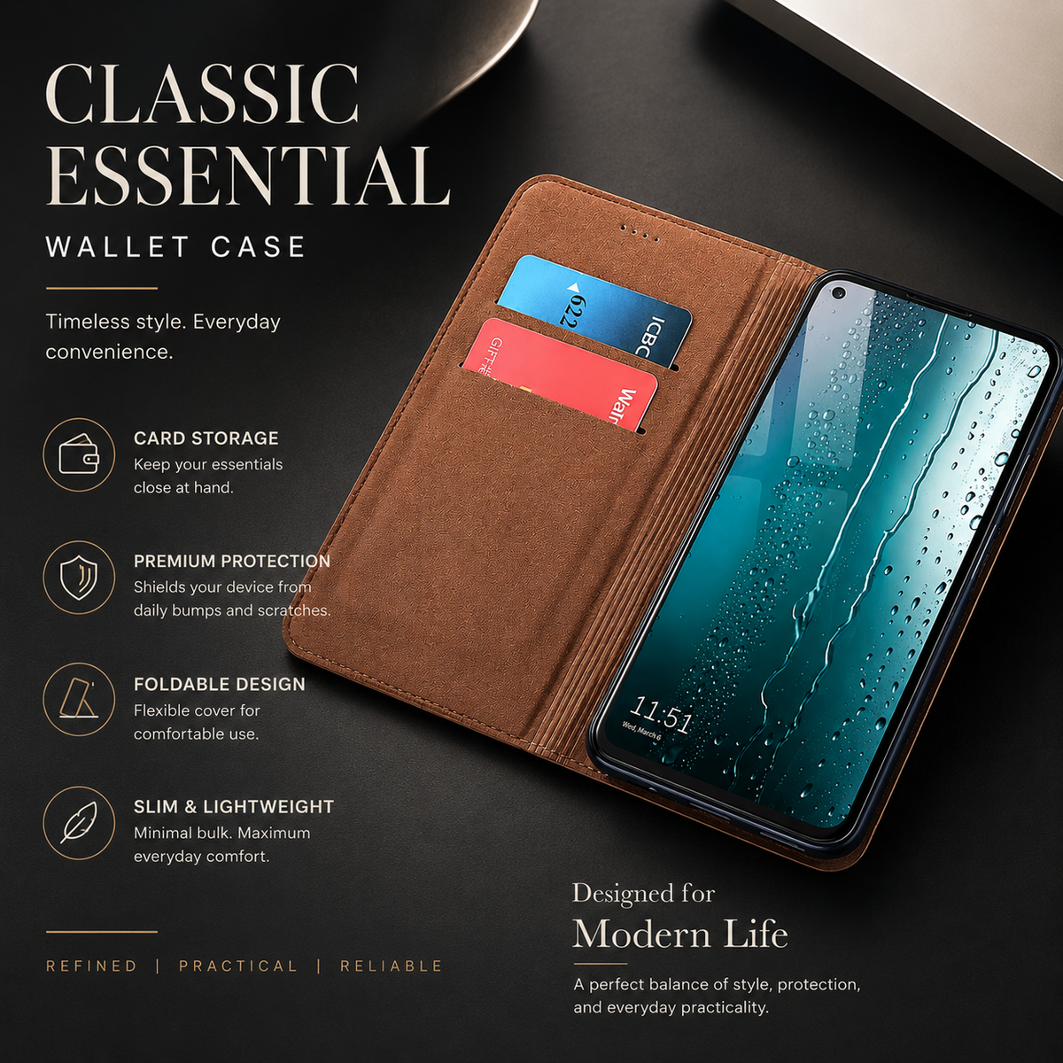 Premium Luxury iPhone Case Genuine Nappa Leather Wallet Flip Cover Card Holder Magnetic Closure Shockproof Full Body Protection Slim Business Design Finish