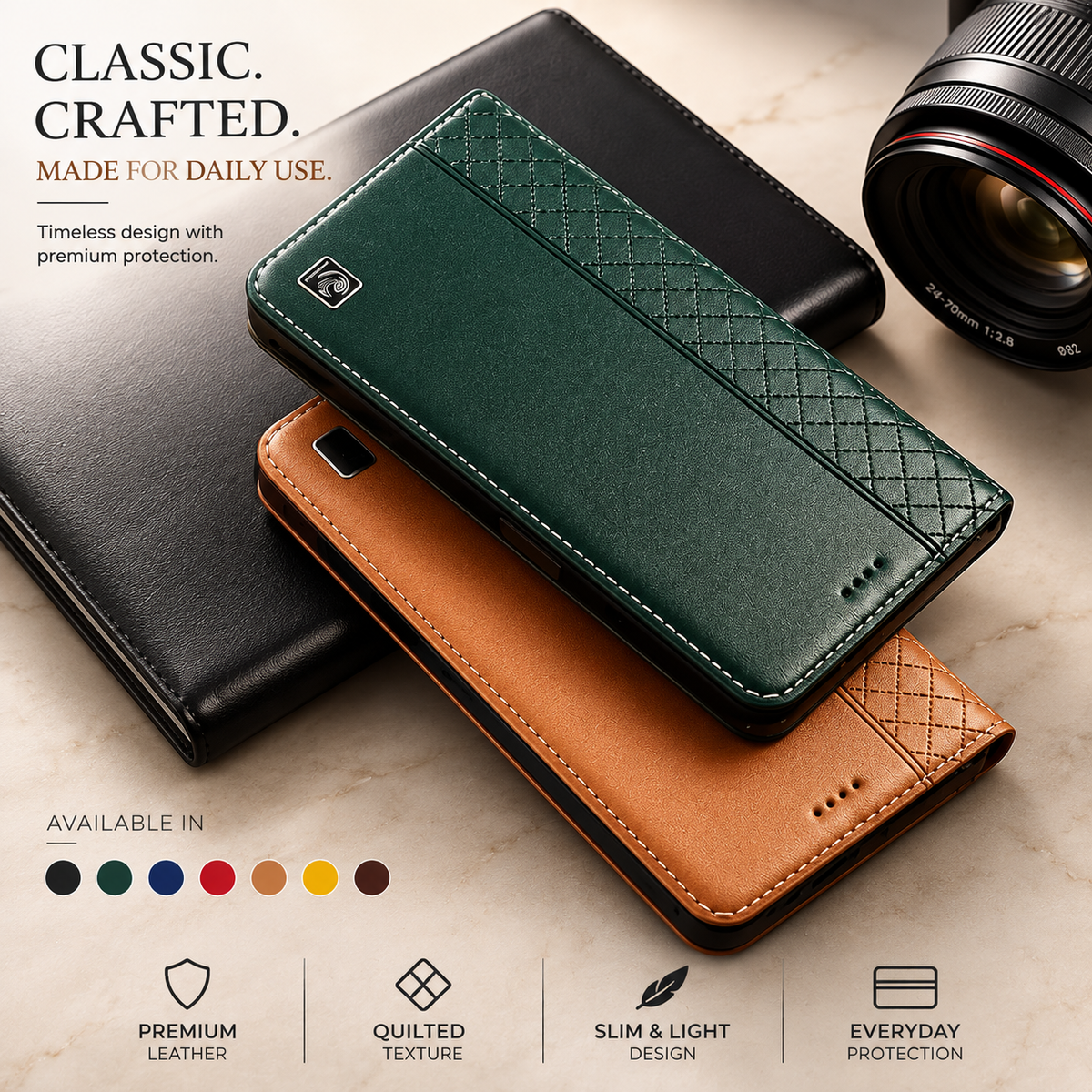 Premium Luxury iPhone Case Genuine Nappa Leather Wallet Flip Cover Card Holder Magnetic Closure Shockproof Full Body Protection Slim Business Design Finish