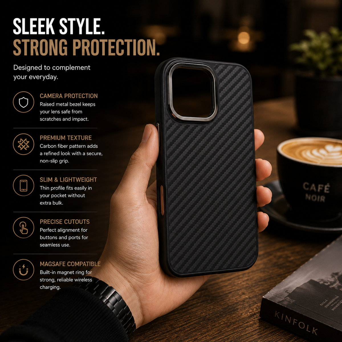 Premium Luxury iPhone Case MagSafe Compatible 1500D Aviation Carbon Fiber Cover Shockproof TPU Ultra Lightweight High Strength Protective Durable Design Finish