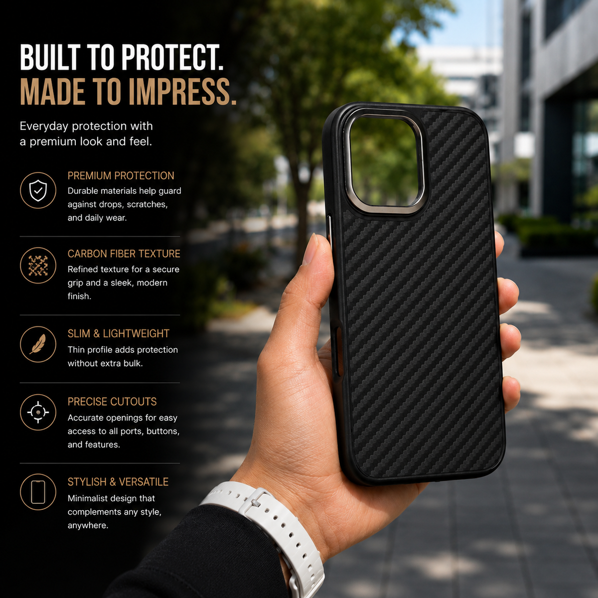 Premium Luxury iPhone Case MagSafe Compatible 1500D Aviation Carbon Fiber Cover Shockproof TPU Ultra Lightweight High Strength Protective Durable Design Finish