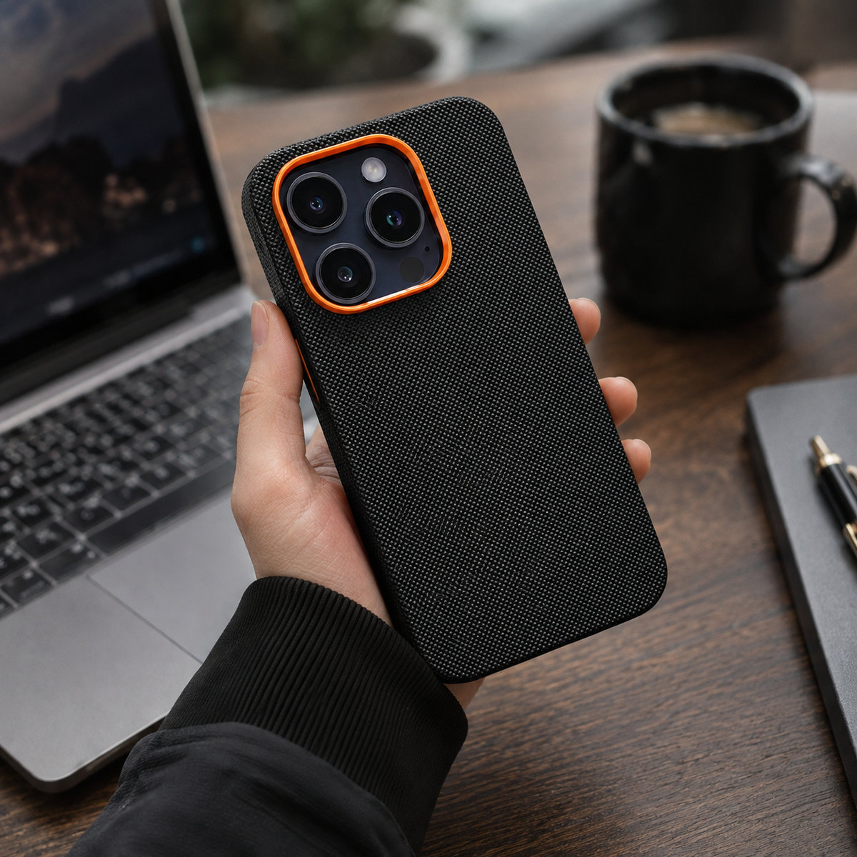 Premium Luxury iPhone Case MagSafe Compatible 600D Kevlar Aramid Fiber Cover Magnetic Shockproof Half Wrapped Anti Fingerprint Protective Durable Design Finish