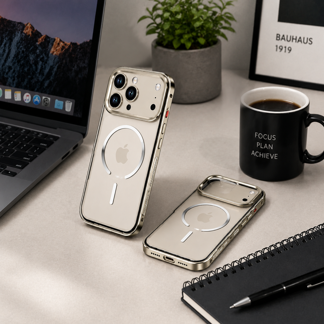 Premium Luxury iPhone Case MagSafe Compatible Aluminum Alloy Frosted Magnetic Backplate Full Protection Anti Fingerprint Slim Durable Design