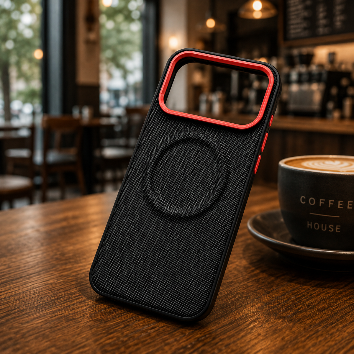 Premium Luxury iPhone Case MagSafe Compatible Leather Cover Diamond Texture Shockproof PC TPU Hybrid Individual Buttons Durable Protective Design