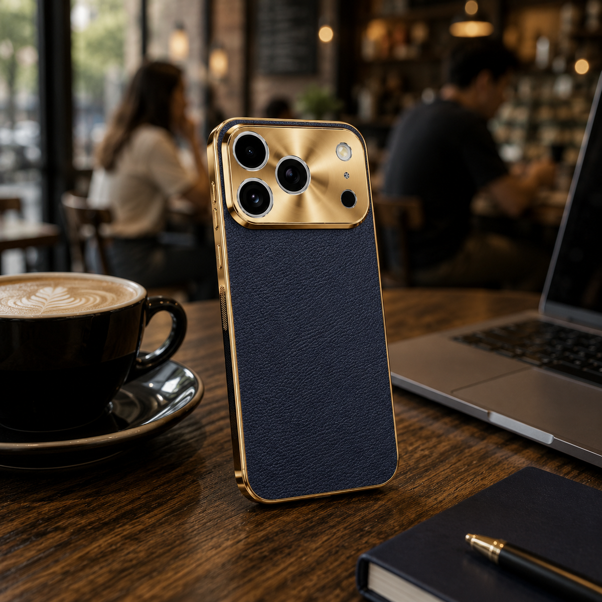 Premium Luxury iPhone Case MagSafe Compatible Lychee Texture Leather Cover Electroplated Frame Shockproof Camera Protection Full Coverage Slim Design Finish