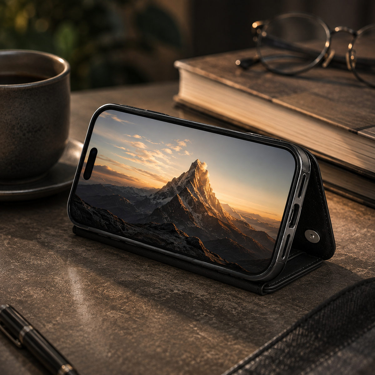 Premium Luxury iPhone Case Magnetic Flip Wallet Cover Faux Leather Card Holder Kickstand Shockproof Full Body Camera Protection Slim Design Finish