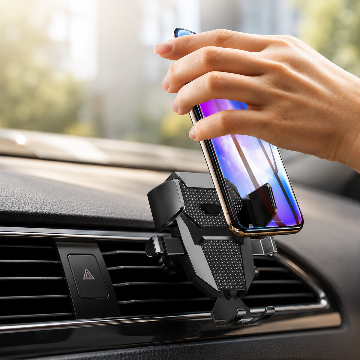 Premium Suction Cup Car Phone Holder Windshield Dashboard Phone Mount 360° Rotating Adjustable Gravity Lock Hands-Free GPS Car Stand Compatible with iPhone