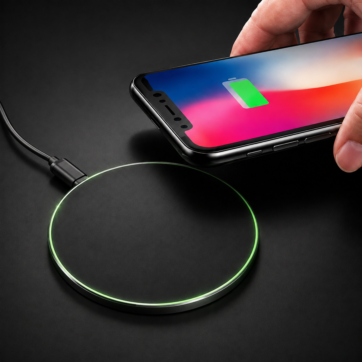 Premium Wireless Charging Pad Fast Qi Wireless Charger USB Type C Fast Charging LED Indicator Slim Induction Charging Dock Compatible with iPhone AirPods