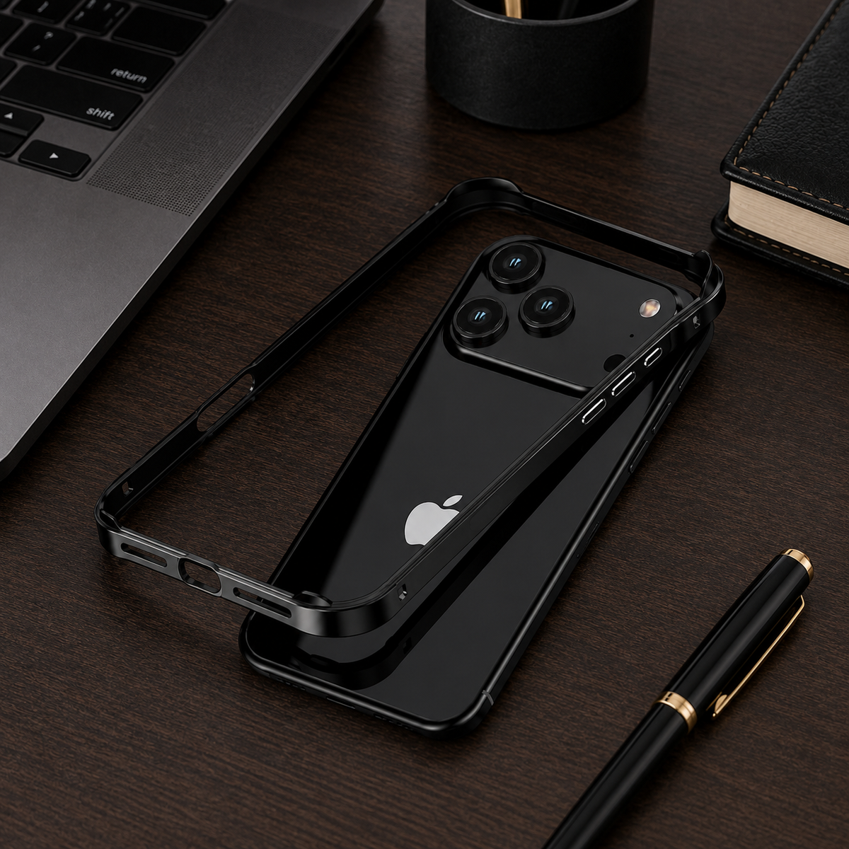Premium iPhone Case Aluminum Metal Frame Bumper Cover Shockproof Silicone Protection Rugged Edge Protection Anti Scratch Lightweight Durable Design