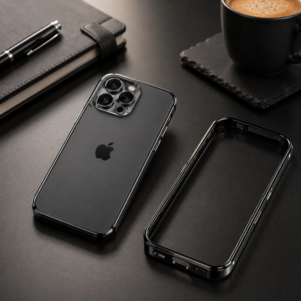 Premium iPhone Case Aluminum Metal Frame Bumper Cover with Silicone Protection Shockproof Anti Scratch Slim Half Wrapped Rugged Durable Design Build