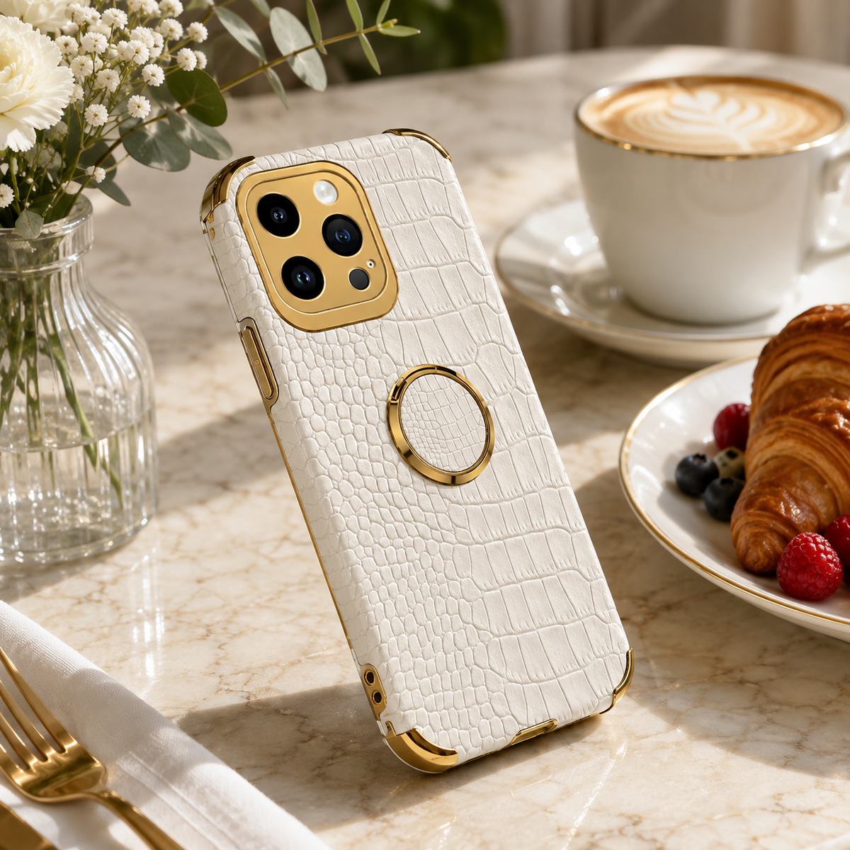 Premium iPhone Case Crocodile Leather Protective Cover Shockproof Camera Lens Protection Anti Scratch Anti Fingerprint Silicone TPU Full Coverage