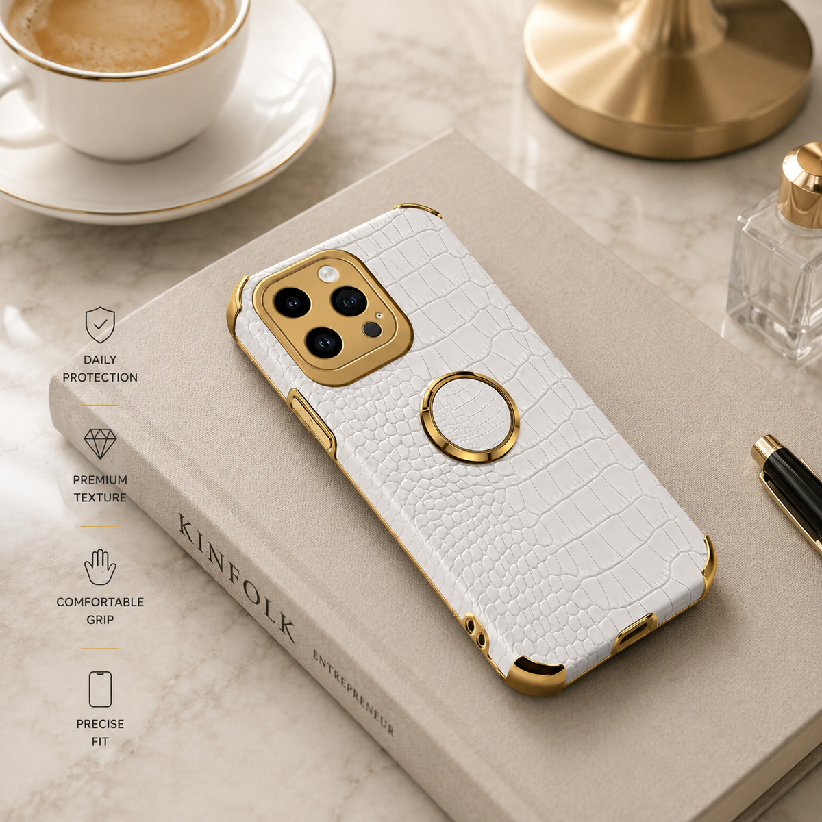 Premium iPhone Case Crocodile Leather Protective Cover Shockproof Camera Lens Protection Anti Scratch Anti Fingerprint Silicone TPU Full Coverage