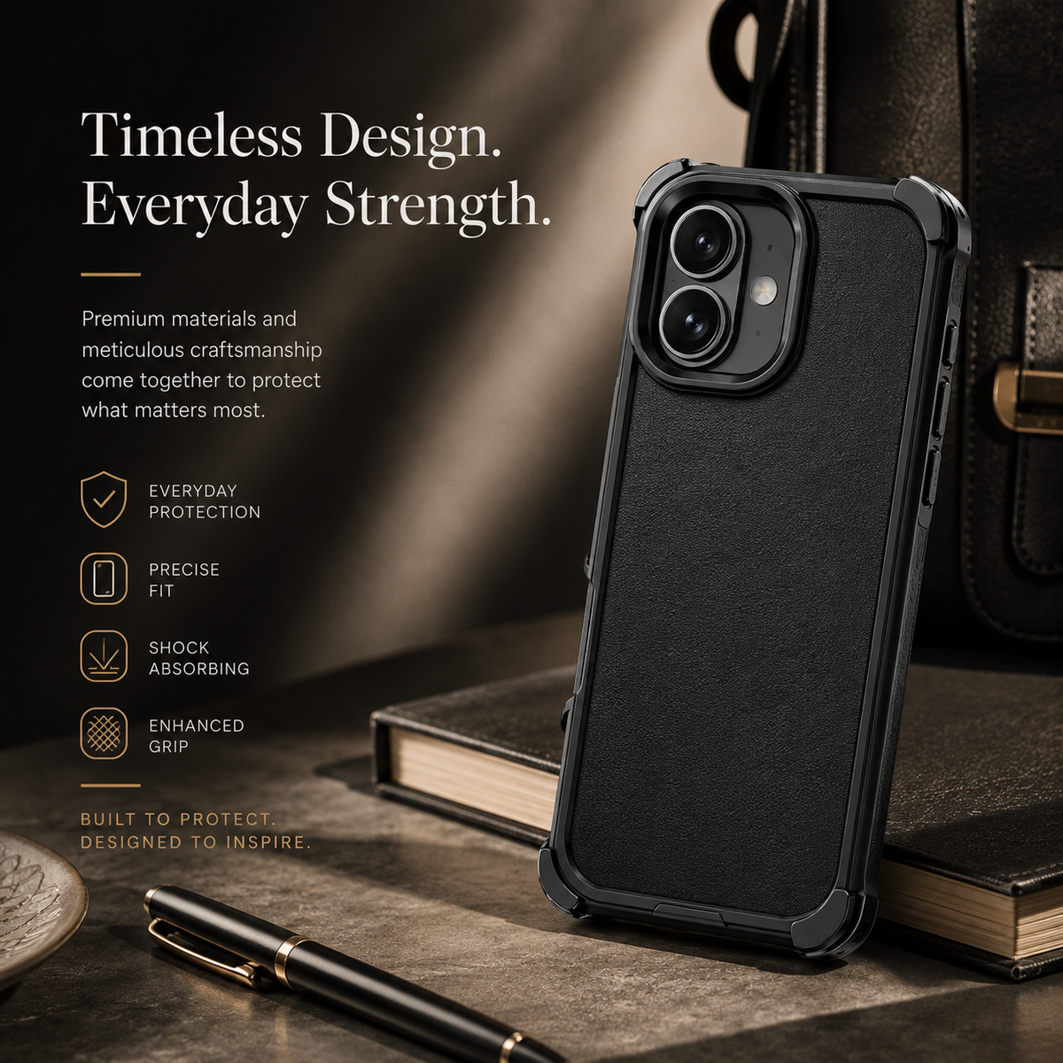 Premium iPhone Case Genuine Leather Magnetic Cover MagSafe Compatible Rotating Ring Stand Shockproof Frameless Camera Lens Protection Anti Scratch Slim Design