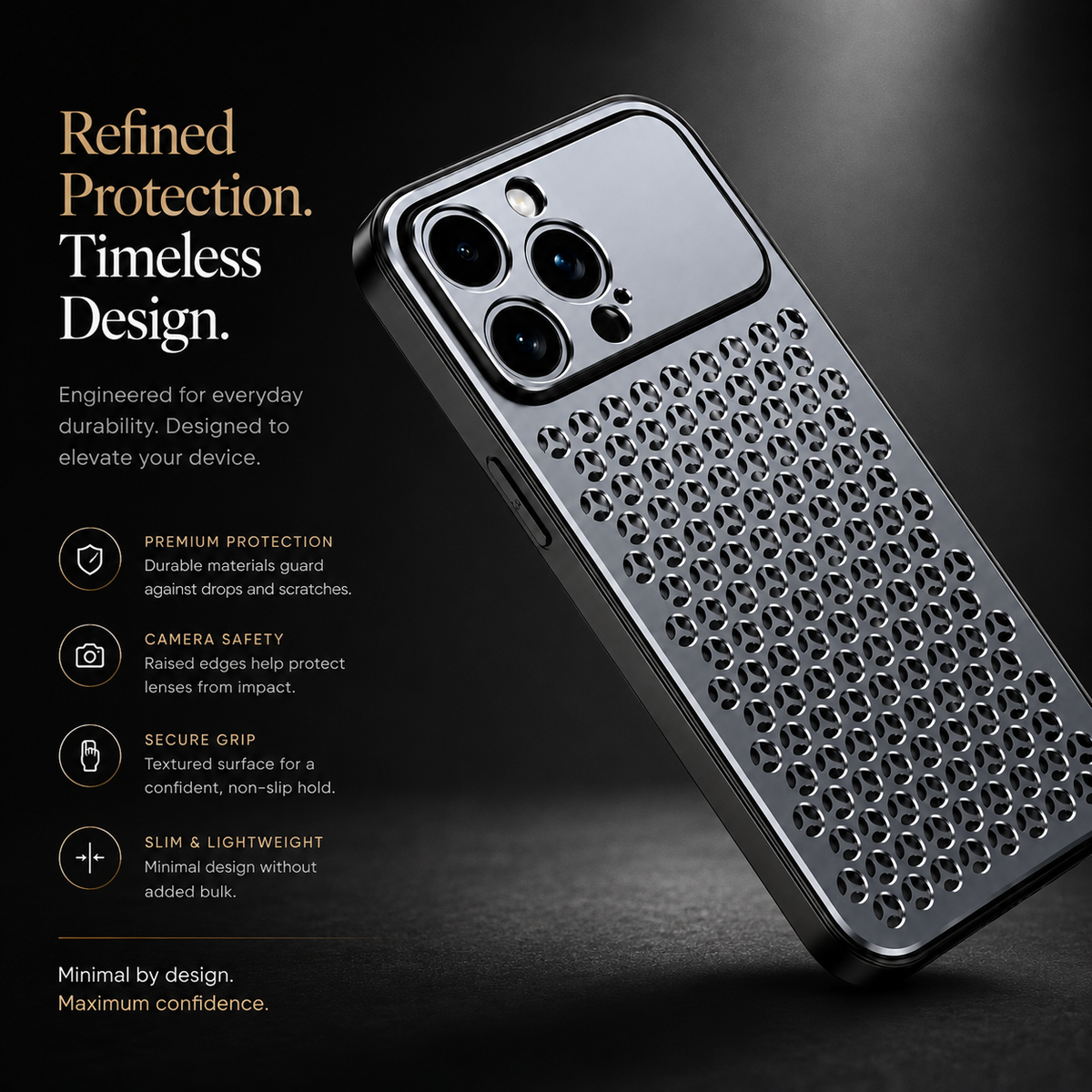 Premium iPhone Case MagSafe Compatible Aluminum Metal Breathable Protective Cover Ultra Thin Matte Anti Scratch Lightweight Heat Dissipation Protective Design