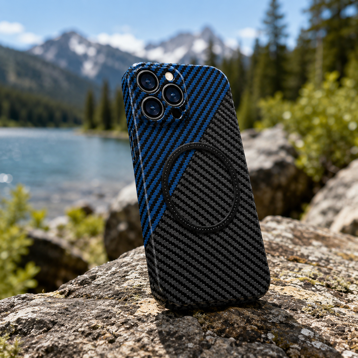 Premium iPhone Case MagSafe Compatible Carbon Fiber Magnetic Protective Cover Shockproof Slim Lightweight Camera Protection Anti Scratch Design