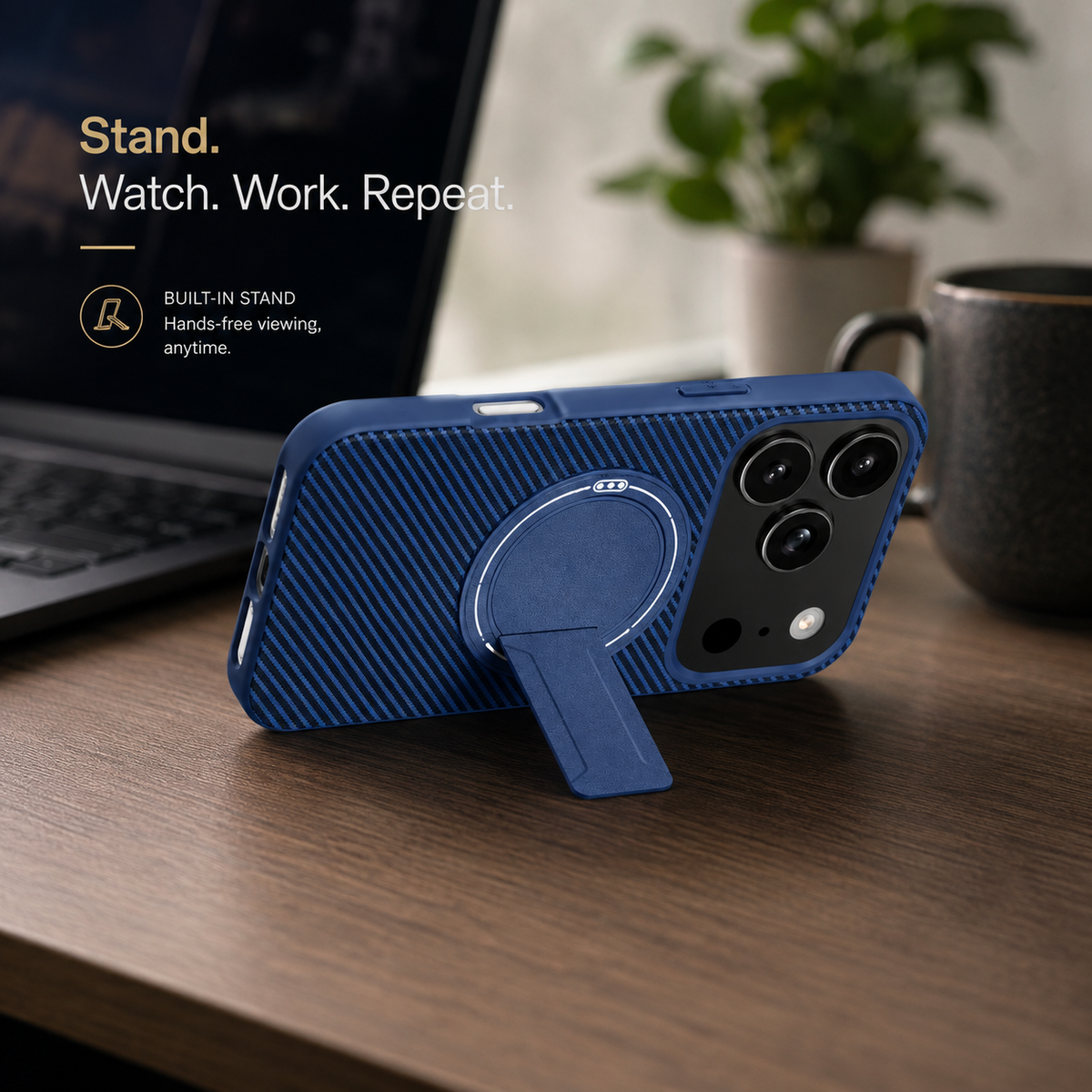 Premium iPhone Case MagSafe Compatible Carbon Fiber Pattern Fold Stand Magnetic Shockproof Protective Cover PC TPU Military Armor Camera Protection Full Coverage