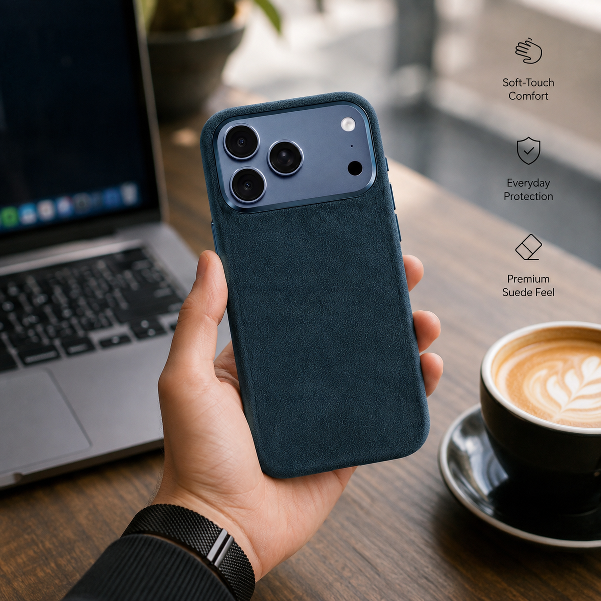 Premium iPhone Case MagSafe Compatible Magnetic Leather Protective Cover Camera Lens Protection Anti Fingerprint Washable Full Coverage Slim Design