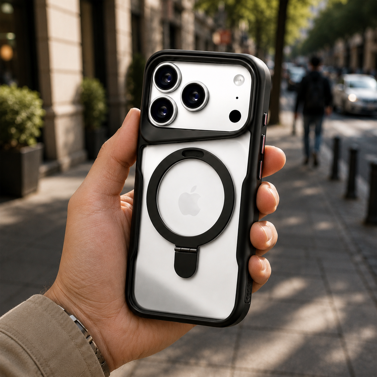 Premium iPhone Case MagSafe Compatible Magnetic Metal Ring Stand Shockproof Bumper Cover Translucent Matte Protective Case Anti Scratch Slim Full Coverage