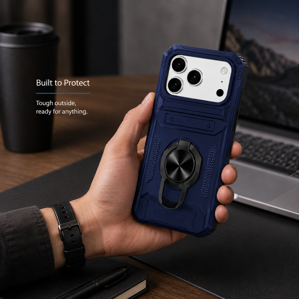 Premium iPhone Case MagSafe Compatible Magnetic Rotating Ring Kickstand Wallet Cover Heavy Duty Shockproof Protective PC Case Card Holder Full Coverage