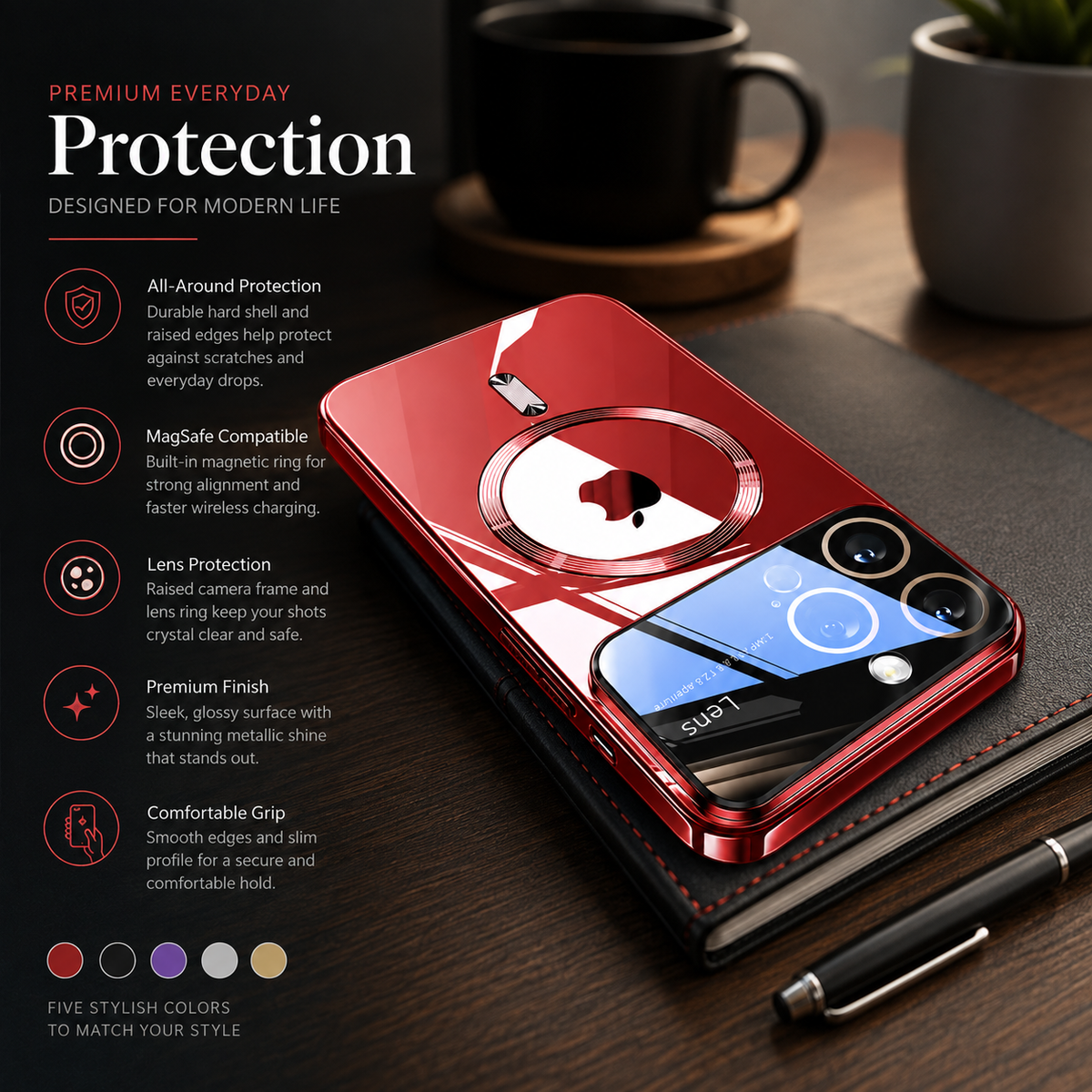Premium iPhone Case MagSafe Compatible Protective Cover Camera Lens Protection Shockproof Clear TPU Plating Magnetic Wireless Charging Anti Scratch Slim Fit
