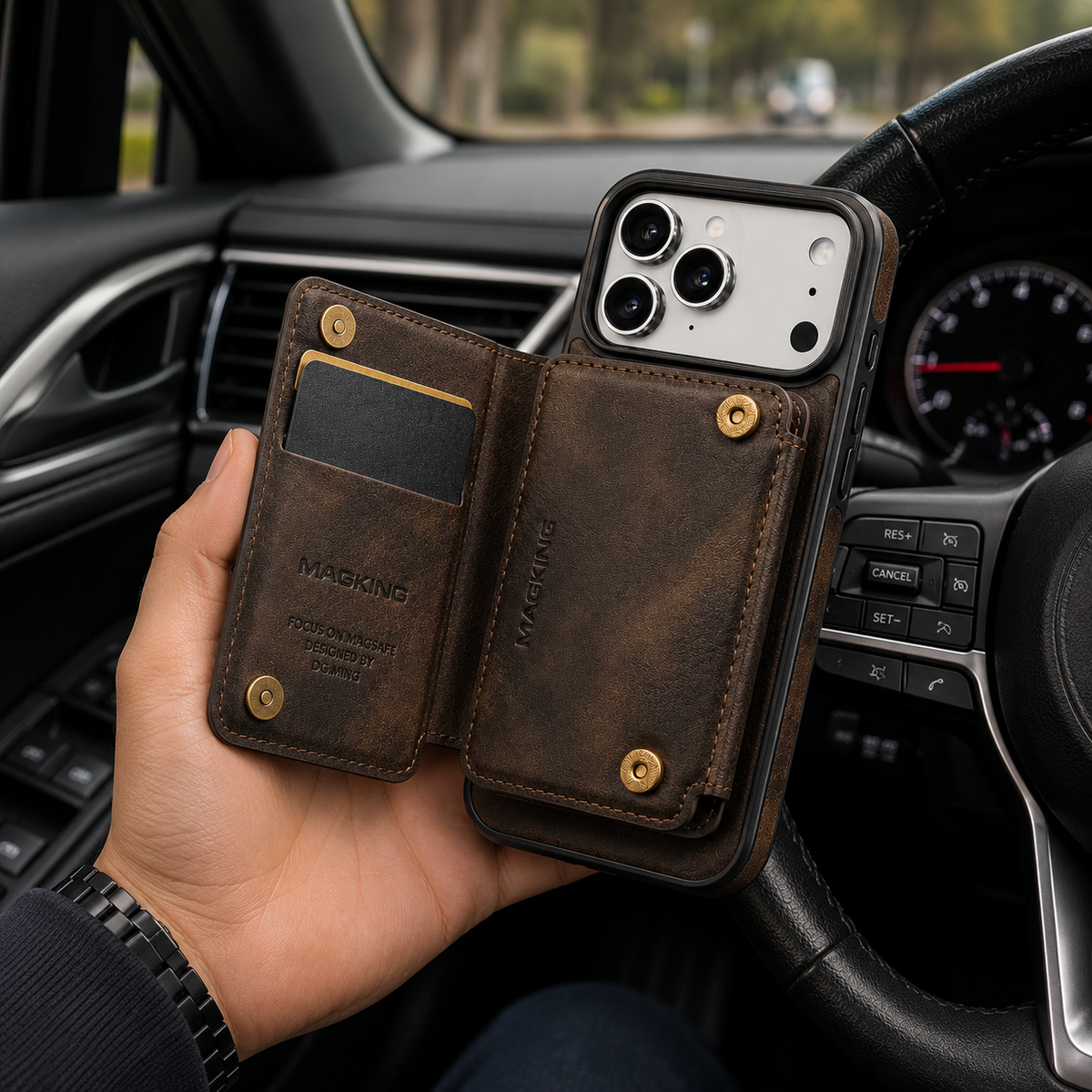 Premium iPhone Case MagSafe Compatible Protective Cover Camera Lens Protection Shockproof Detachable Magnetic PU Leather Wallet Card Holder Anti Scratch Full Coverage