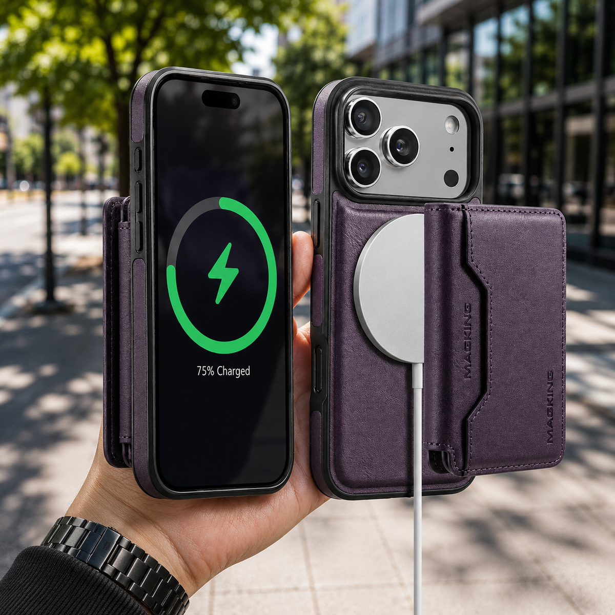 Premium iPhone Case MagSafe Compatible Protective Cover Camera Lens Protection Shockproof Detachable Magnetic PU Leather Wallet Card Holder Anti Scratch Full Coverage