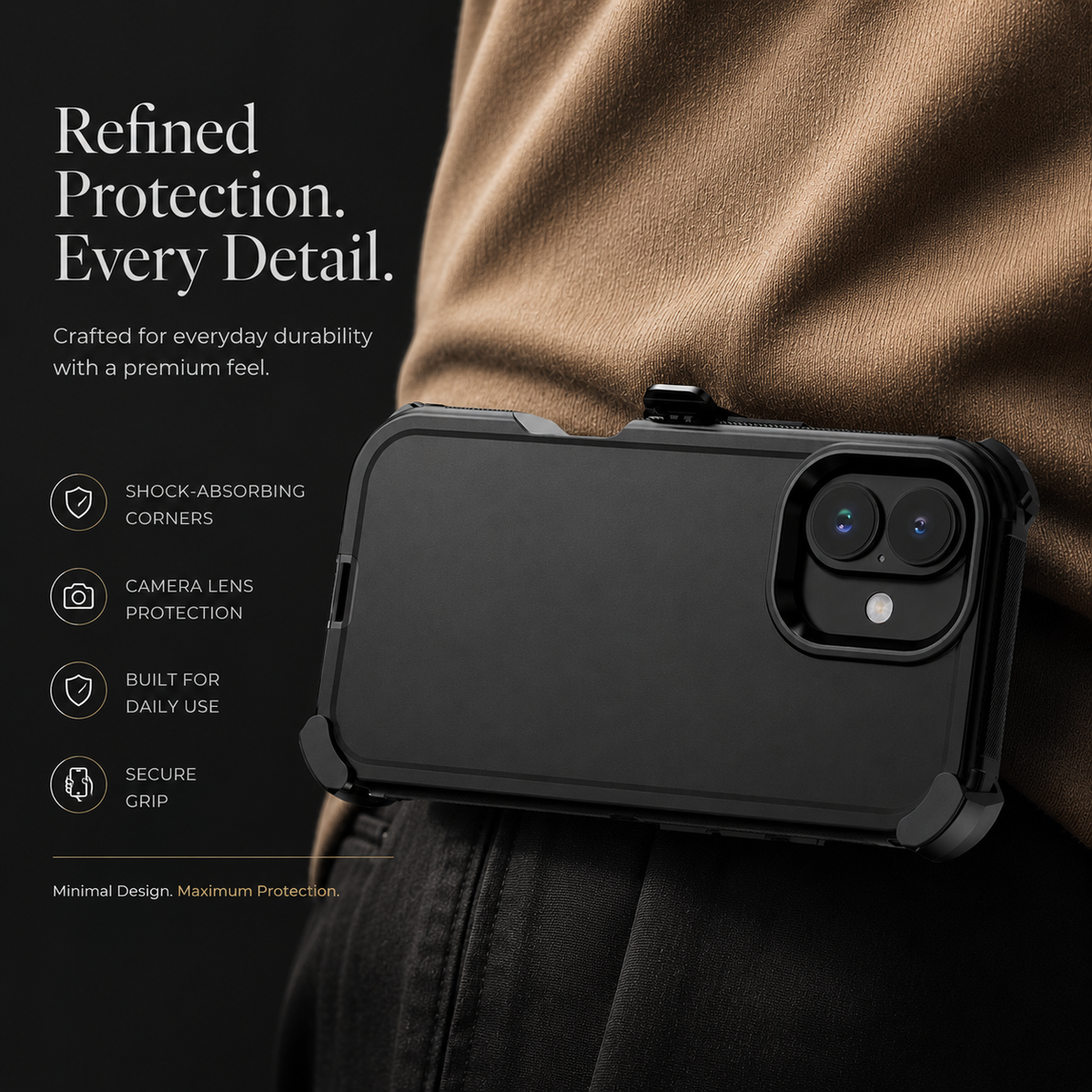 Premium iPhone Case MagSafe Compatible Rugged Holster Protective Cover 3 Layer Shockproof Armor Belt Clip Wireless Charging Anti Scratch Full Coverage