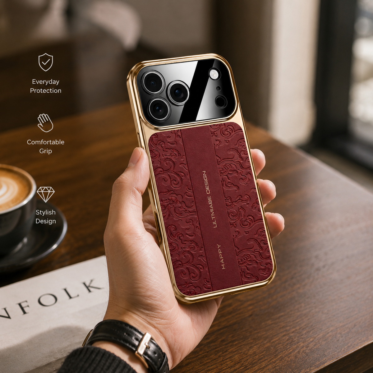 Premium iPhone Case Magnetic Leather Protective Cover Shockproof Camera Lens Protection Anti Scratch Anti Fingerprint Soft TPU Full Coverage