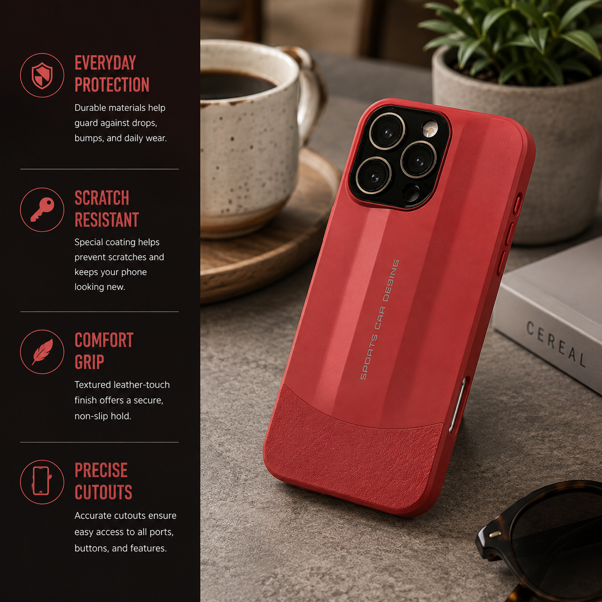 Premium iPhone Case Matte Leather Protective Cover Camera Lens Protection Anti Scratch Anti Fingerprint Slim Hard Back Non Slip Full Coverage