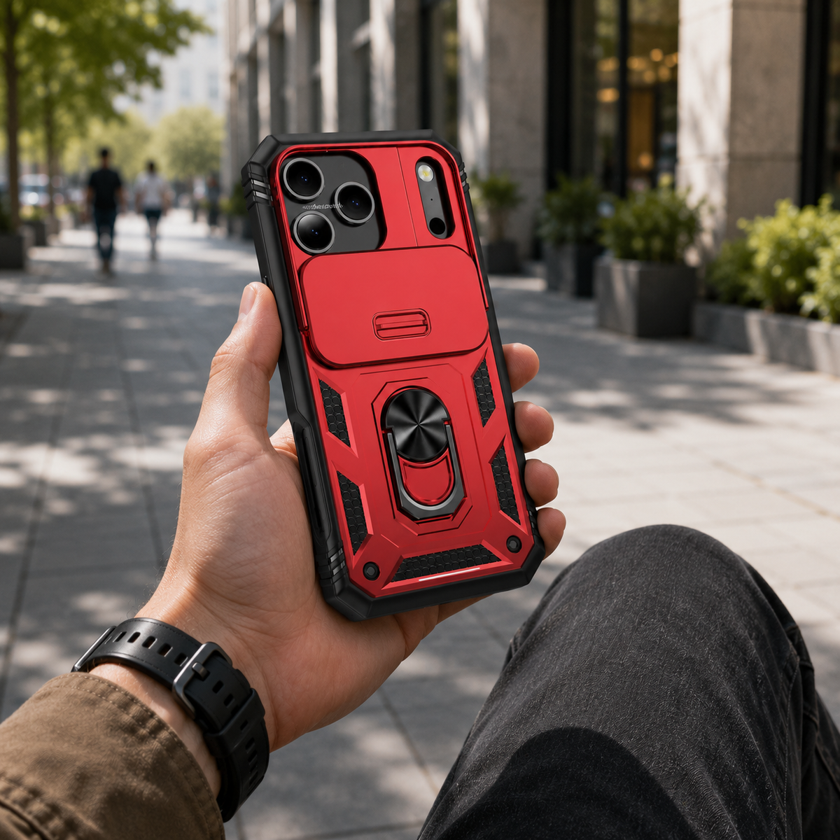 Premium iPhone Case Protective Cover Camera Lens Protection Shockproof Sliding Camera Cover 360 Rotating Kickstand Heavy Duty Anti Scratch Full Coverage