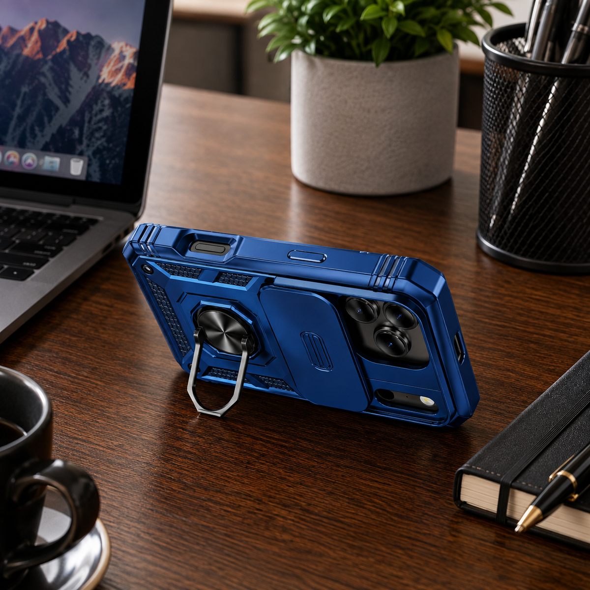 Premium iPhone Case Protective Cover Camera Lens Protection Shockproof Sliding Camera Cover 360 Rotating Kickstand Heavy Duty Anti Scratch Full Coverage