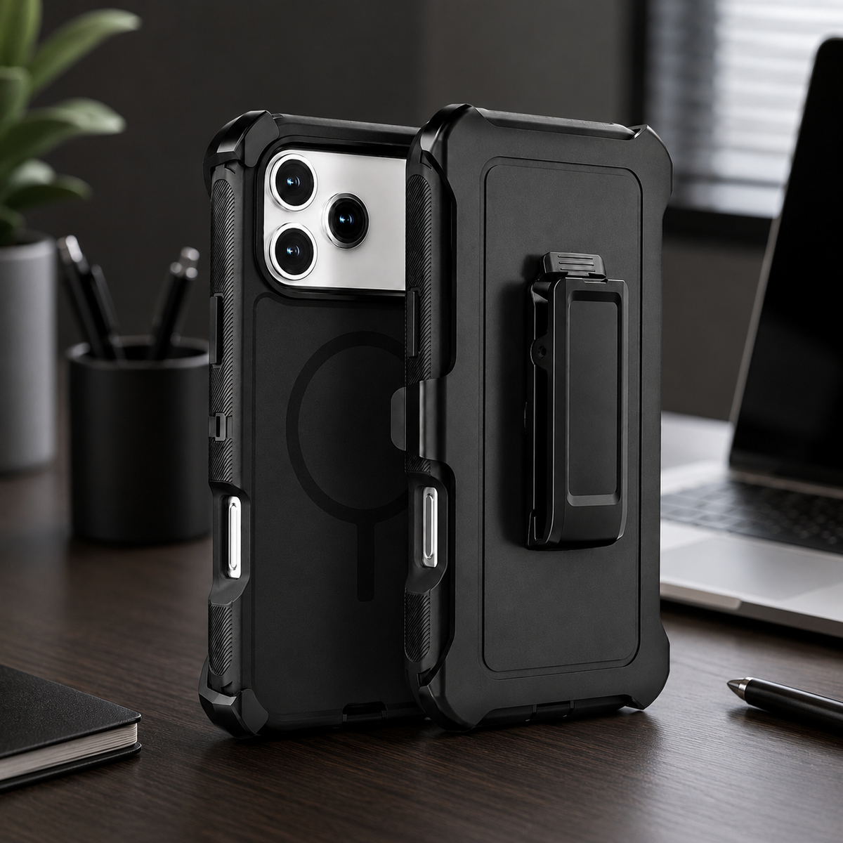 Premium iPhone Case Rugged Defender Shockproof Protective Cover Dual Layer Armor Belt Clip Magnetic Full Port Protection Anti Scratch Heavy Duty Design