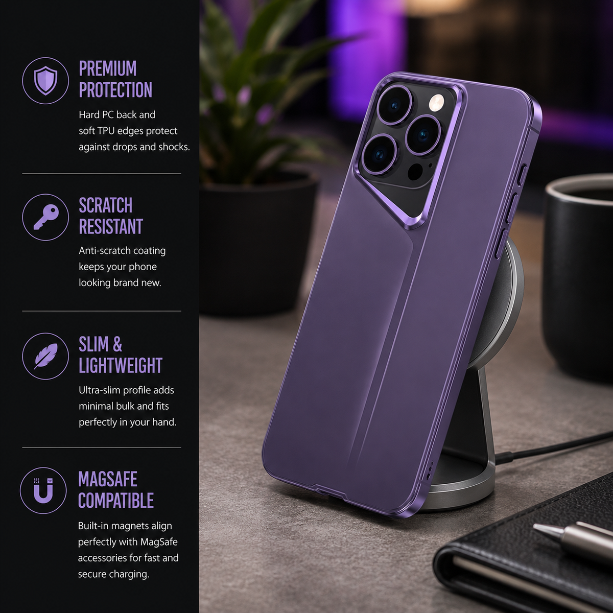Premium iPhone Case Ultra Thin Protective Cover Shockproof Camera Lens Protection Anti Scratch Matte Non Slip Slim Hard Back Full Coverage