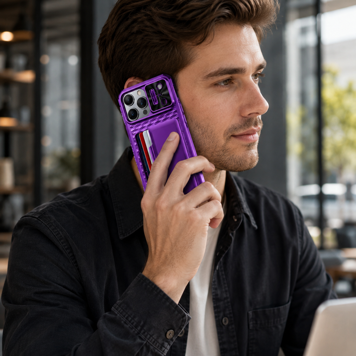 Premium iPhone Case Wallet Card Holder Sliding Camera Cover Shockproof Dual Layer Heavy Duty Protective Cover Stand Full Coverage Anti Scratch Design
