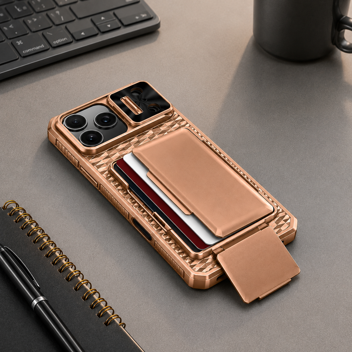 Premium iPhone Case Wallet Card Holder Sliding Camera Cover Shockproof Dual Layer Heavy Duty Protective Cover Stand Full Coverage Anti Scratch Design