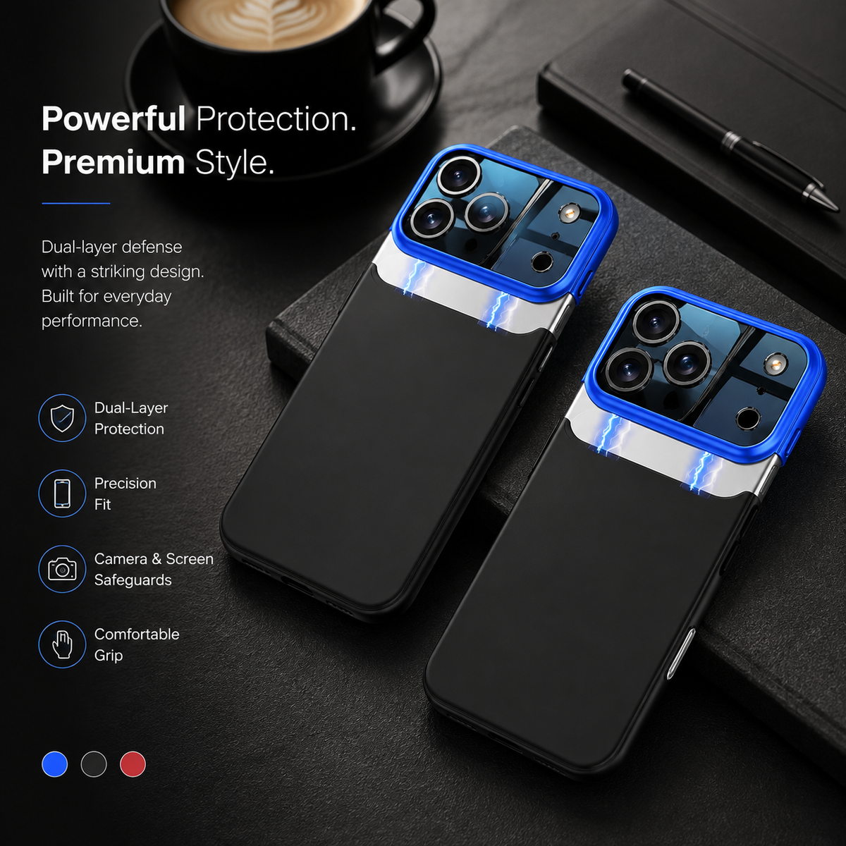 Premium iPhone Case Two Tone Spliced Slim Hard Shell Protective Cover Camera Lens Protection Anti Fingerprint Anti Scratch Non Slip Full Coverage  2. Product Description