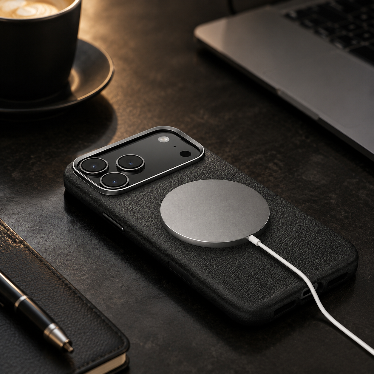 Premium iPhone Case Magnetic Leather Protective Cover MagSafe Compatible Wireless Charging Shockproof Anti Fingerprint Camera Button Access Full Coverage