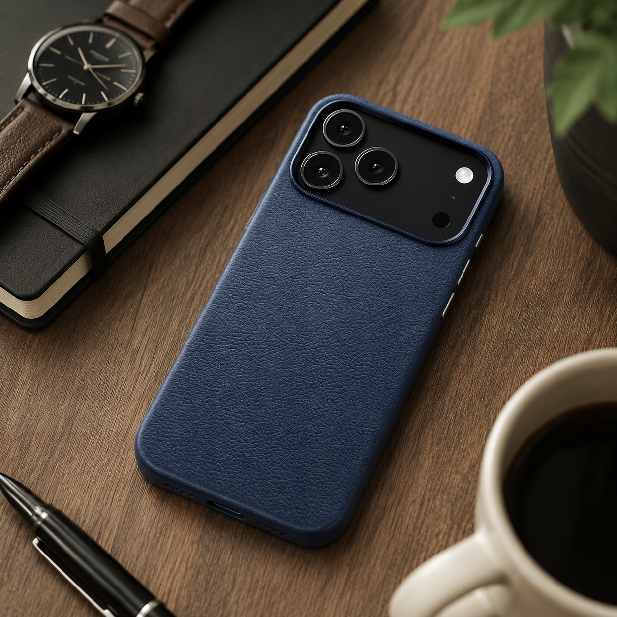 Premium iPhone Case Magnetic Leather Protective Cover MagSafe Compatible Wireless Charging Shockproof Anti Fingerprint Camera Button Access Full Coverage