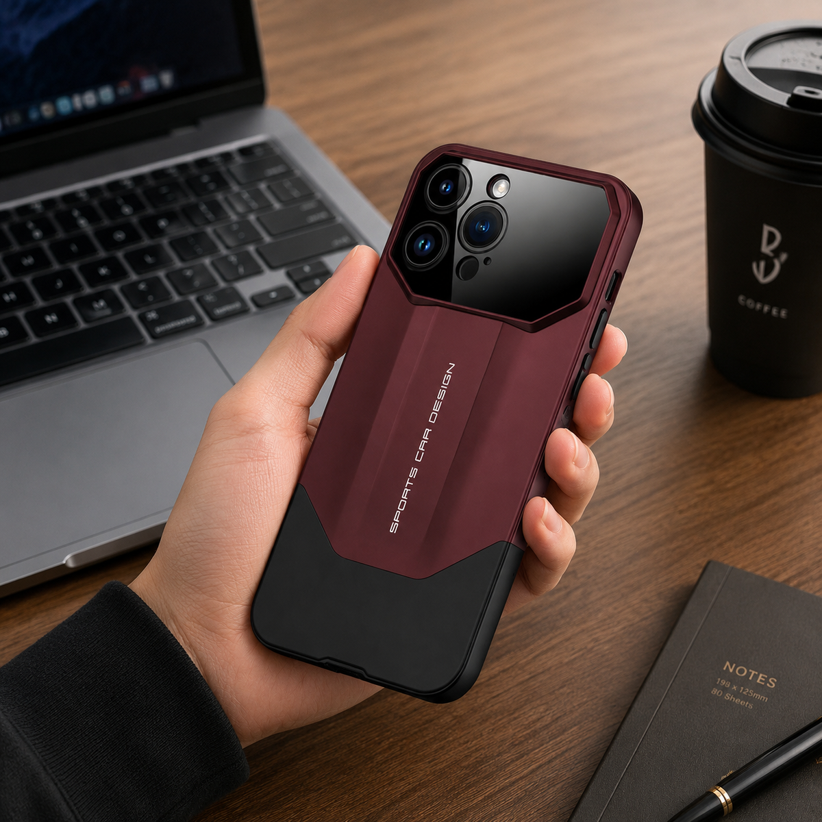 Premium iPhone Case Luxury Supercar Design Hard PC Shockproof Protective Cover Camera Lens Protection Anti Scratch Dustproof Slim Full Coverage