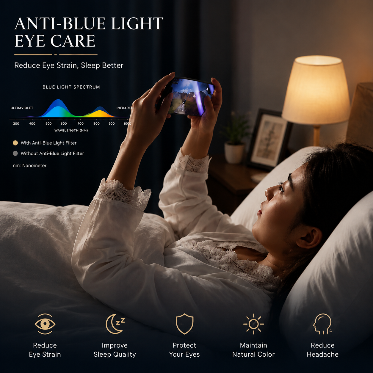 Premium Privacy Screen Protector Anti Spy Tempered Glass Anti Blue Light Full Coverage Scratch Resistant Screen Guard Compatible with iPhone