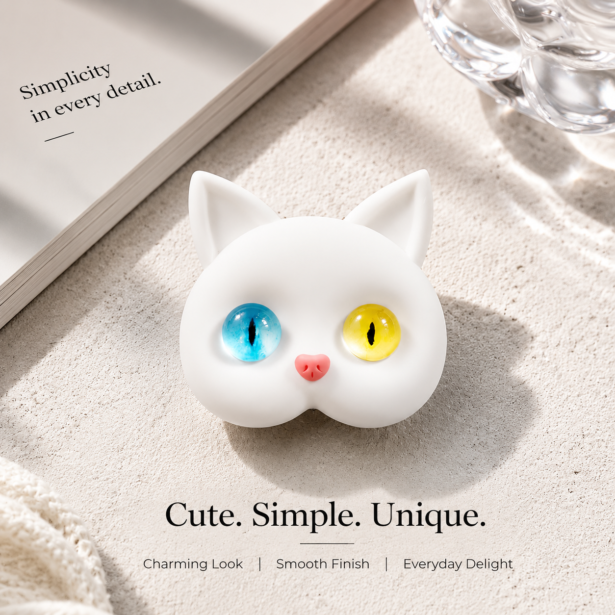 Premium 3D Cat Phone Grip Holder Korean INS Style Air Sac Griptok Finger Ring Stand Foldable Rotating Anti-Drop Phone Accessory Compatible with iPhone