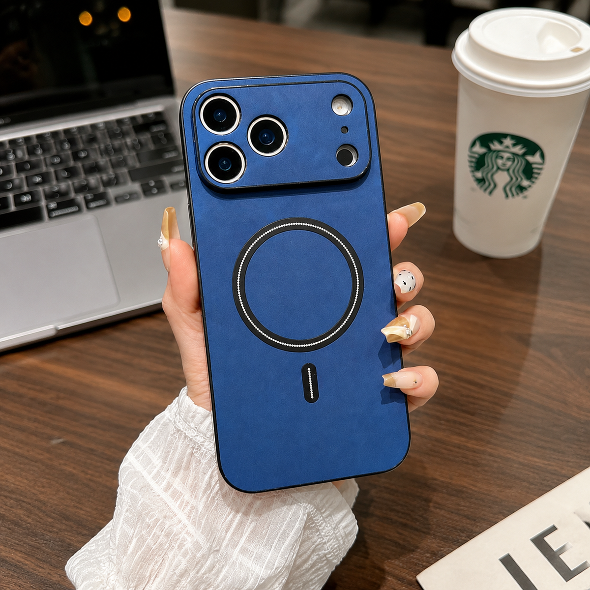 Premium iPhone Case MagSafe Compatible Leather Shockproof Protective Cover Magnetic Wireless Charging Slim Full Coverage Camera Lens Protection Anti Scratch