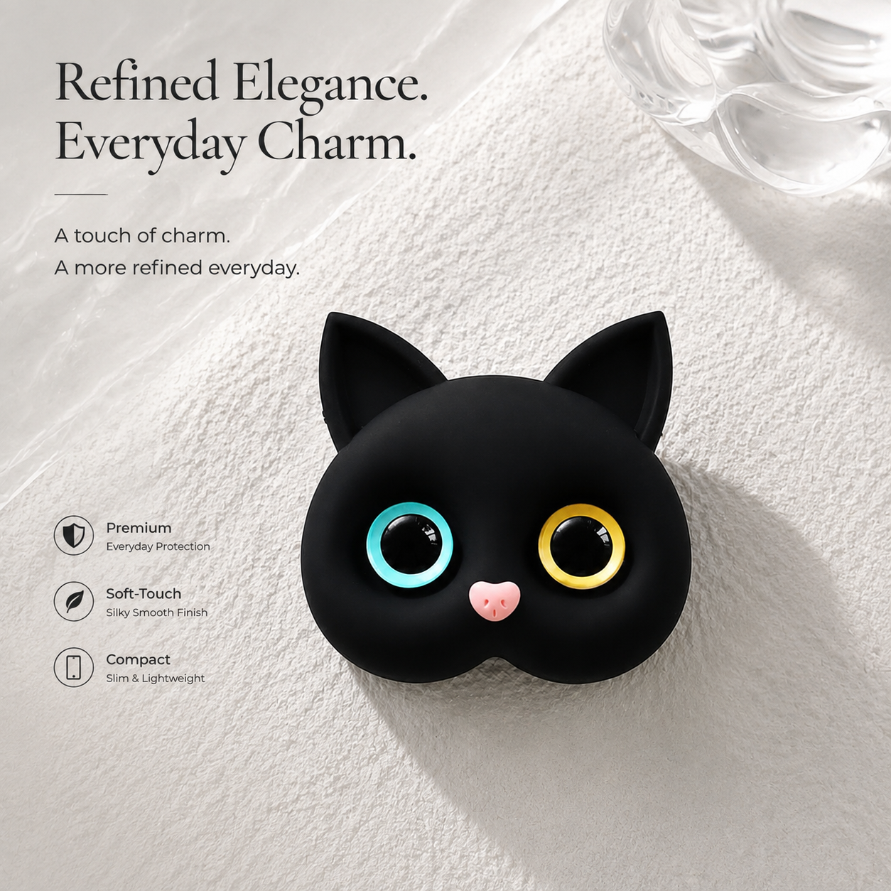 Premium 3D Cat Phone Grip Holder Korean INS Style Air Sac Griptok Finger Ring Stand Foldable Rotating Anti-Drop Phone Accessory Compatible with iPhone
