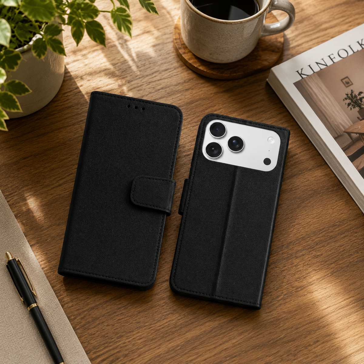 Premium iPhone Case MagSafe Compatible PU Leather Wallet Cover Magnetic Shockproof Protective Case Card Holder Anti Scratch Full Coverage Slim Design